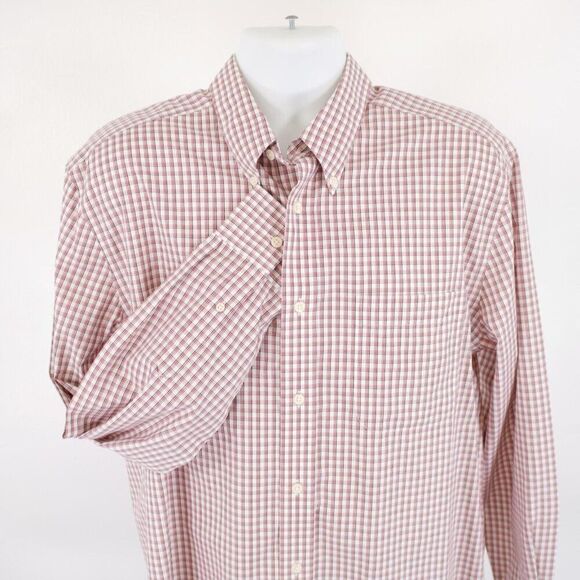 Eddie Bauer Wrinkle Resistant Red Black White Plaid Large Button Down Pocket‎ - Picture 1 of 10